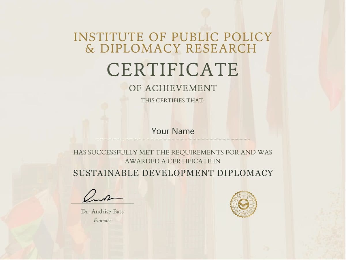 Example of the certificate awarded on completion